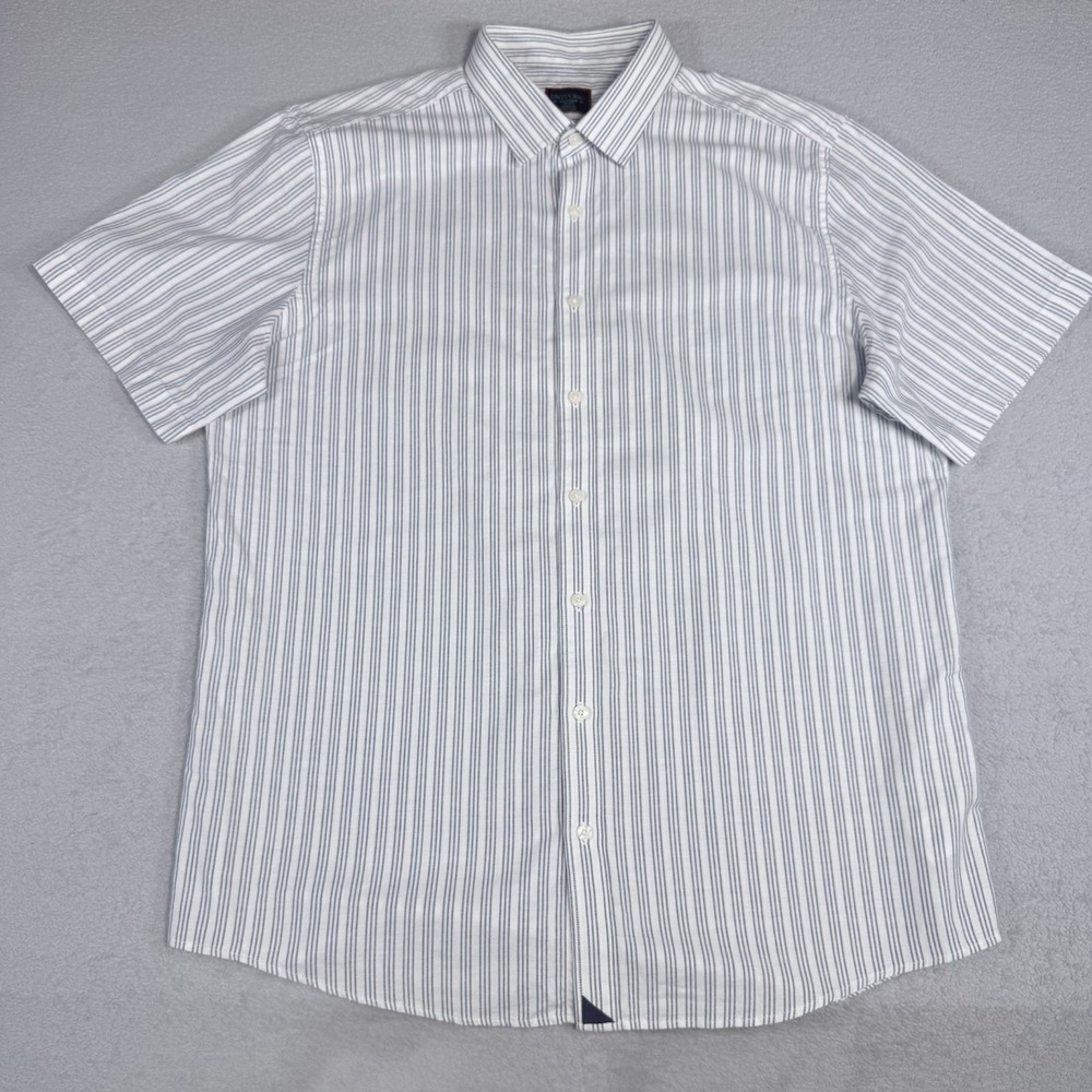 UNTUCKit Bauman SS Shirt Mens XX-Large White Stripe Short Sleeve Button Stretch